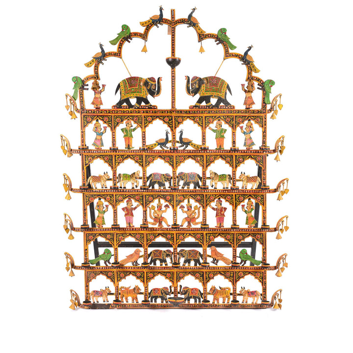 Painted Indian Iron Tribal "Toran" Diwali Lamp | Indigo Antiques