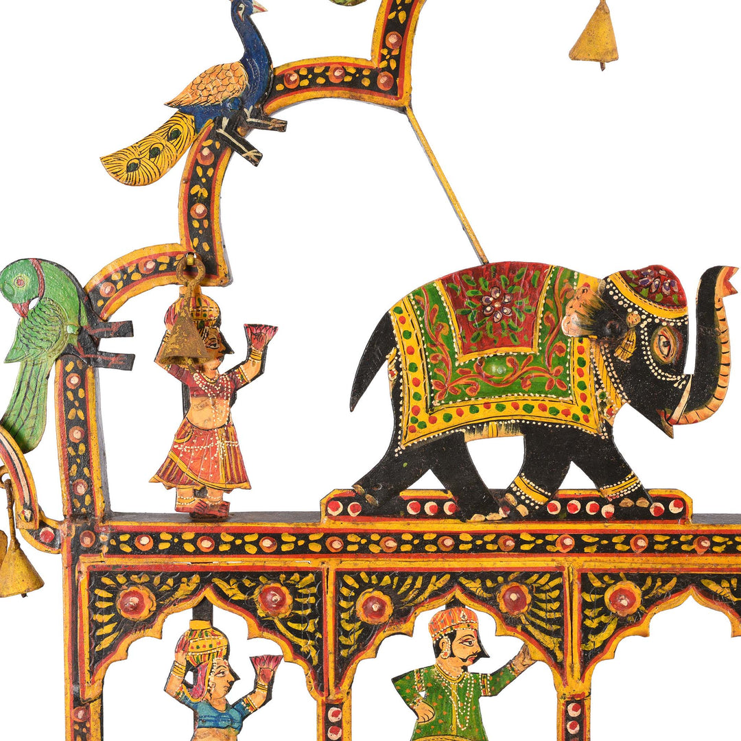 Detail From Painted Indian Iron Tribal "Toran" Diwali Lamp | Indigo Antiques