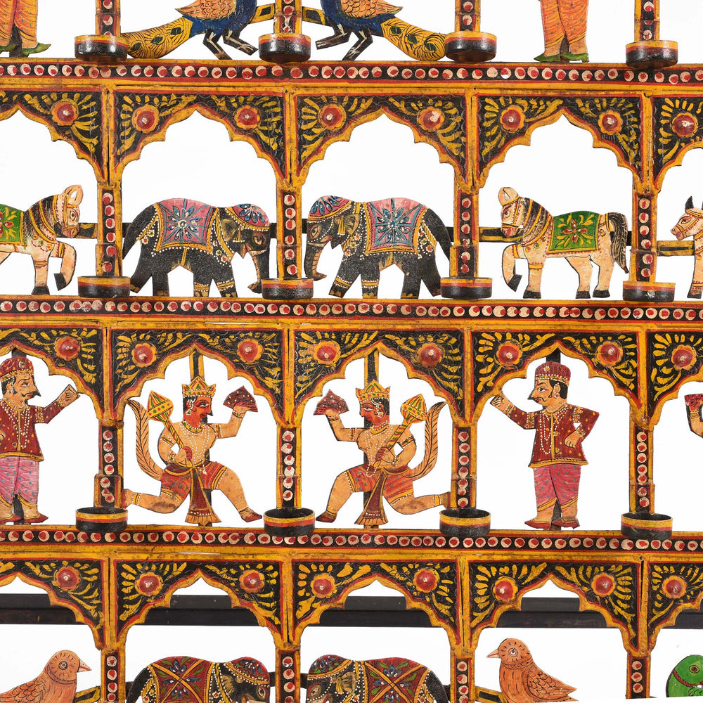 Detail From Painted Indian Iron Tribal "Toran" Diwali Lamp | Indigo Antiques