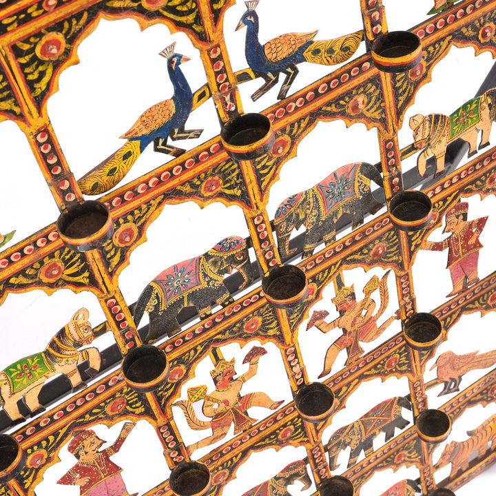 Lamp Holder Detail From Painted Indian Iron Tribal "Toran" Diwali Lamp | Indigo Antiques