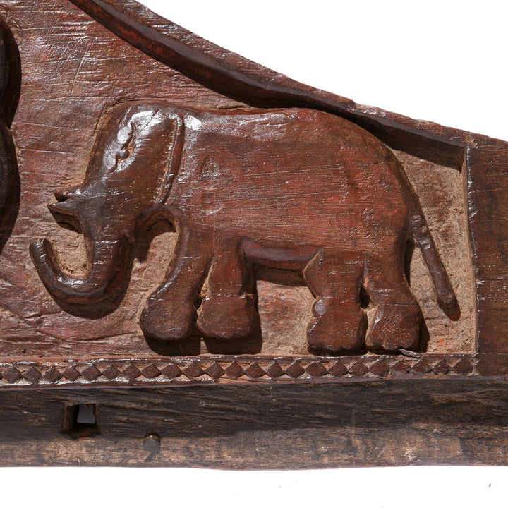 Elephant Detail From Antique Carved Teak Lintel Panel From Orissa - 18thC | Indigo Antiques
