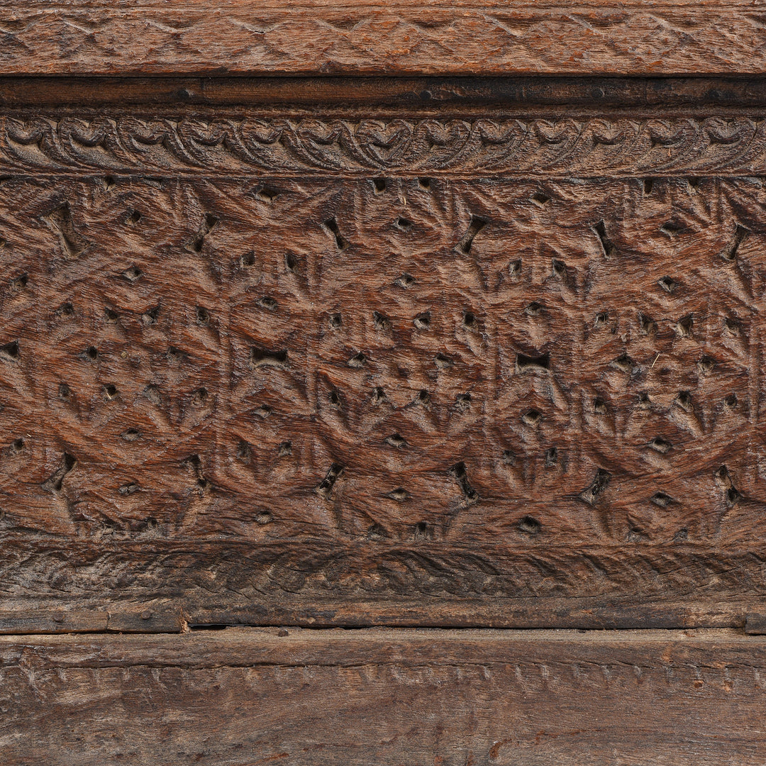 Carving detail From Old Indian Window Shutter Mirror From Shekhawati - 19thC | Indigo Antiques