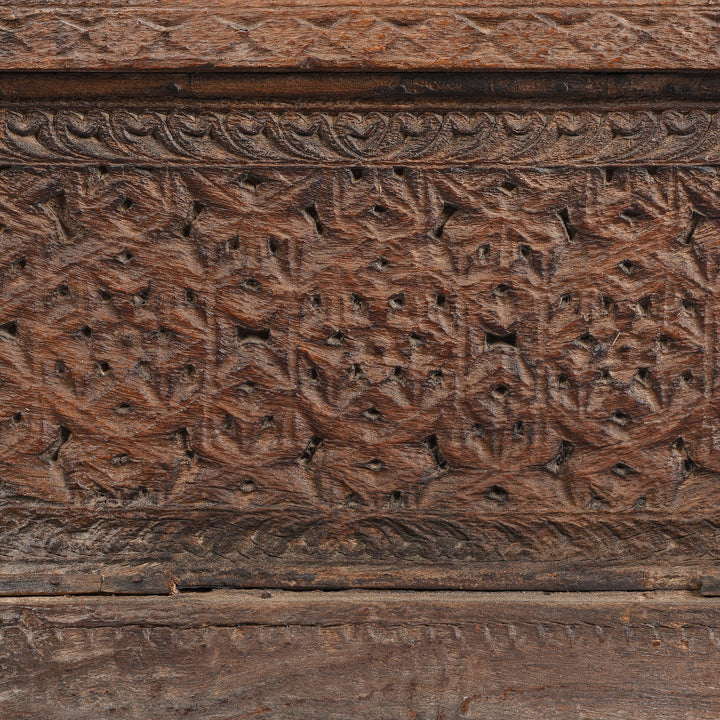 Carving detail From Old Indian Window Shutter Mirror From Shekhawati - 19thC | Indigo Antiques