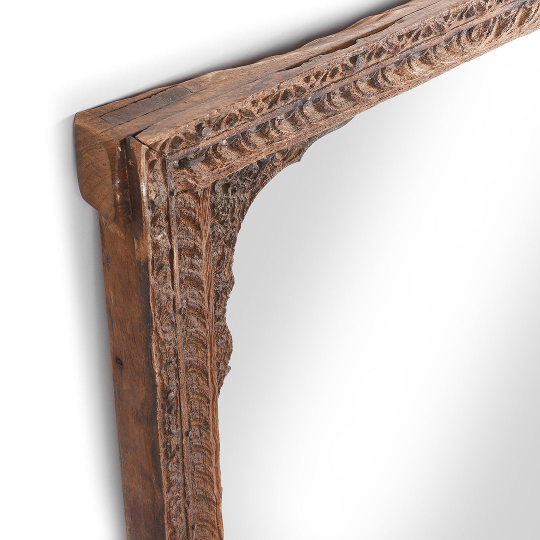 Depth Detail From Old Indian Window Shutter Mirror From Shekhawati - 19thC | Indigo Antiques