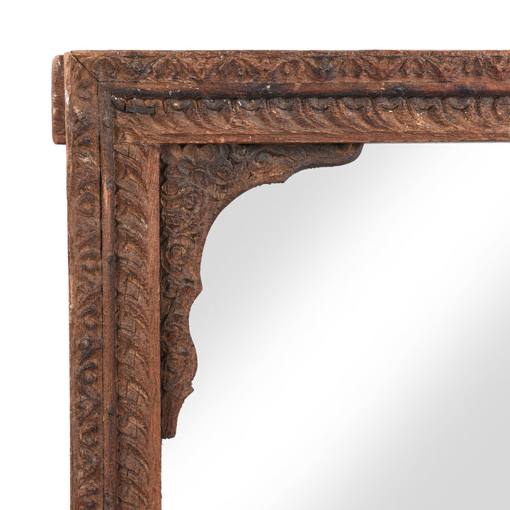 Corner Detail From Old Indian Window Shutter Mirror From Shekhawati - 19thC | Indigo Antiques