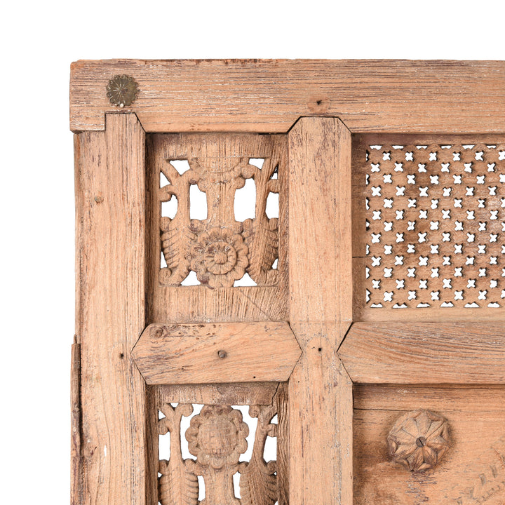 Corner Detail From Carved Indian Mirror Made From 19thC Window From Hyderabad | Indigo Antiques