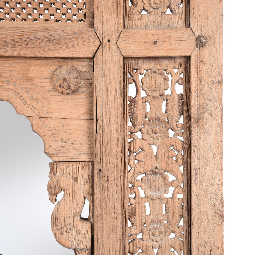 Carving Detail From Carved Indian Mirror Made From 19thC Window From Hyderabad | Indigo Antiques