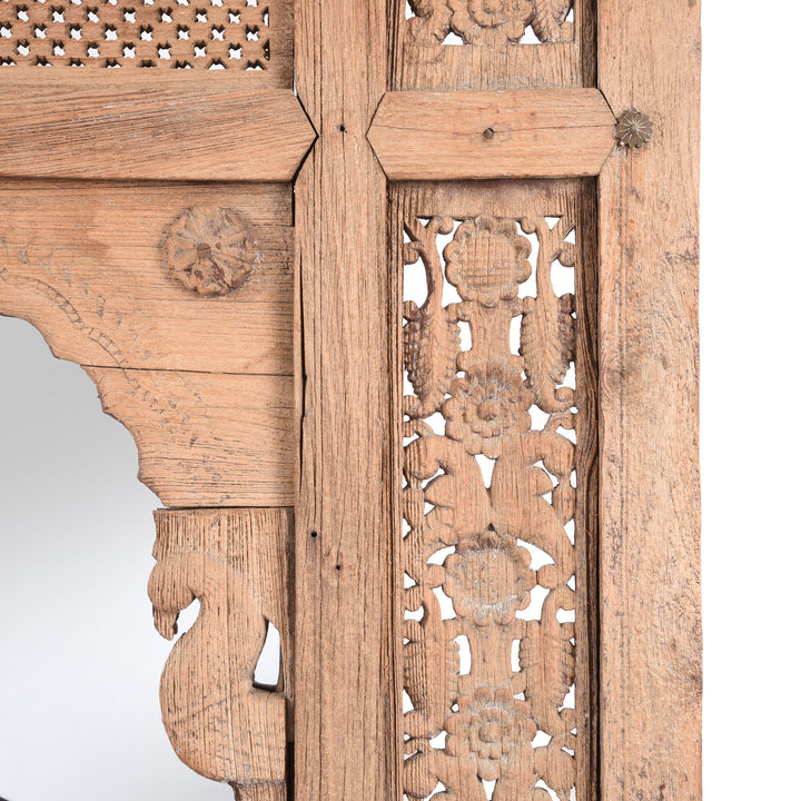 Carving Detail From Carved Indian Mirror Made From 19thC Window From Hyderabad | Indigo Antiques