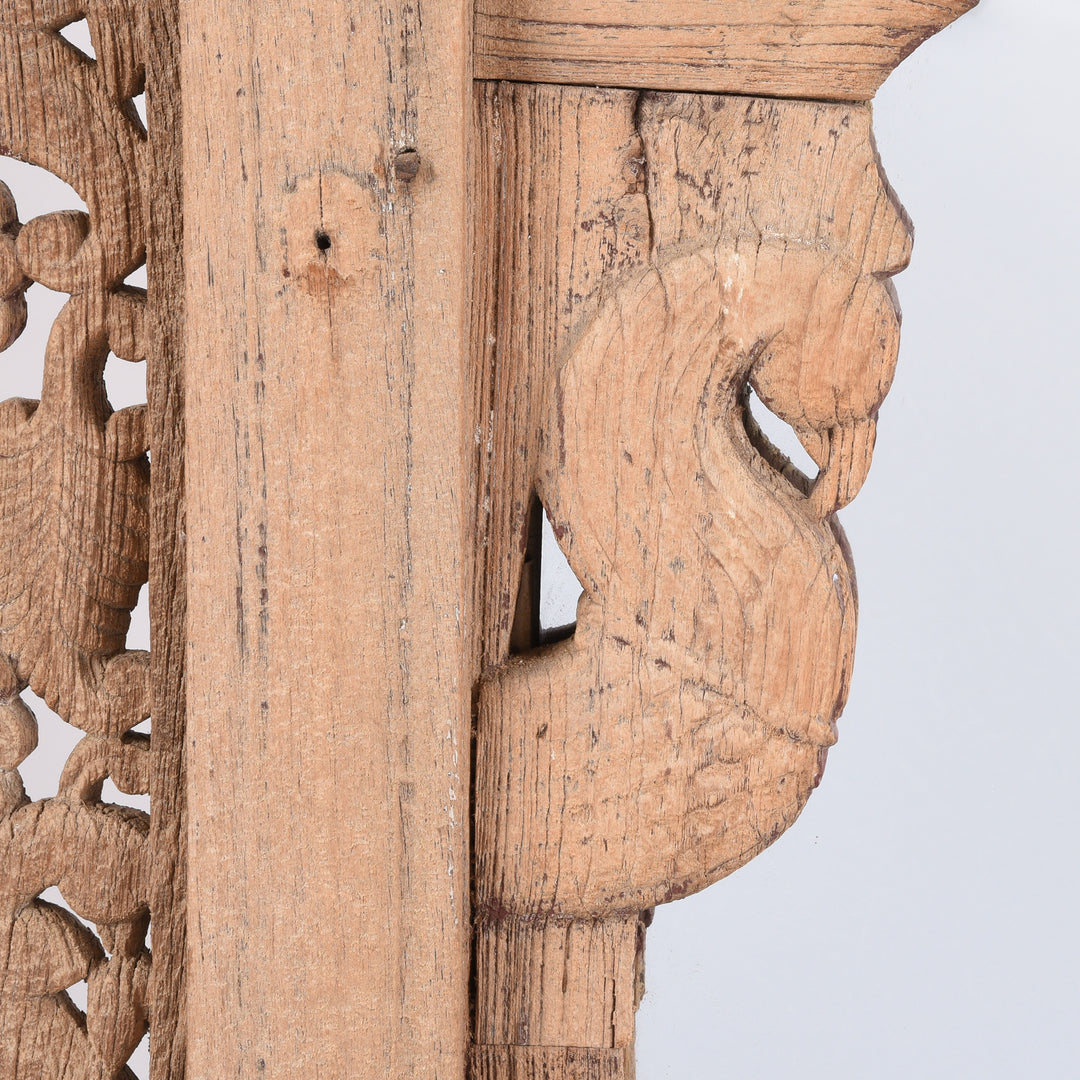 Bird Detail From Carved Indian Mirror Made From 19thC Window From Hyderabad | Indigo Antiques