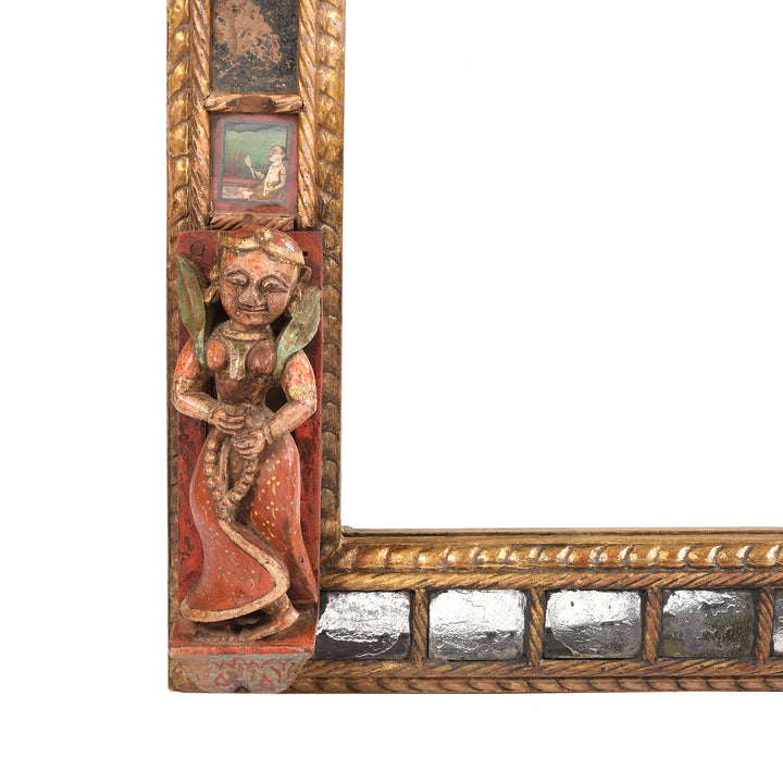Carving Detail From Indian Mirror Made From Baby Jula From Bikaner - Late 18thC | Indigo Antiques