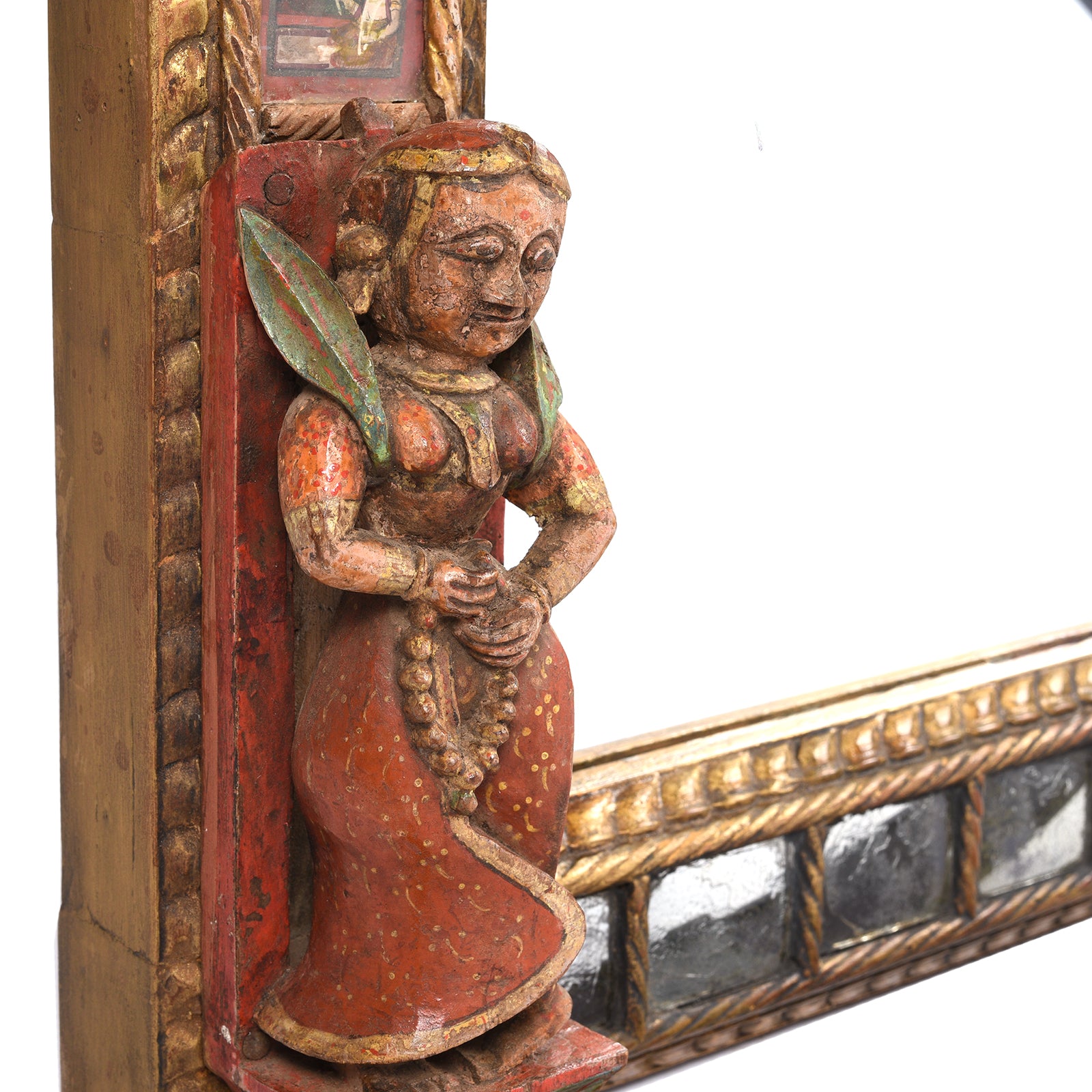 Carving Detail From Indian Mirror Made From Baby Jula From Bikaner - Late 18thC | Indigo Antiques