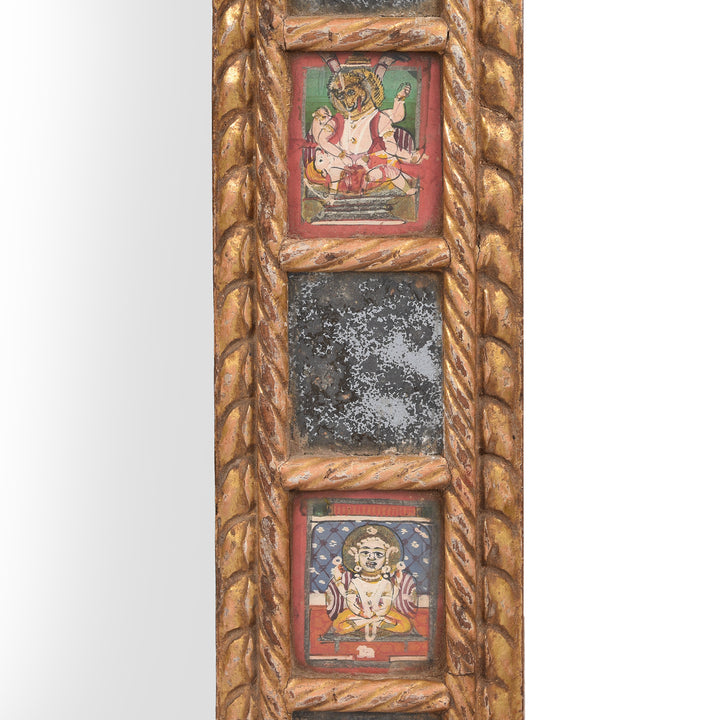 Paintwork Detail From Indian Mirror Made From Baby Jula From Bikaner - Late 18thC | Indigo Antiques