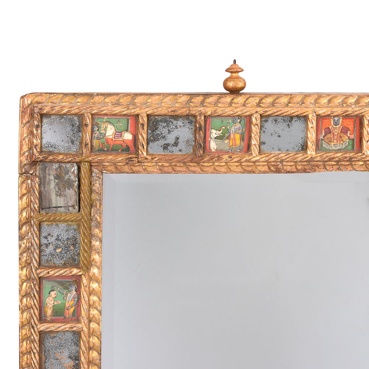 Corner View Of Indian Mirror Made From Baby Jula From Bikaner - Late 18thC | Indigo Antiques