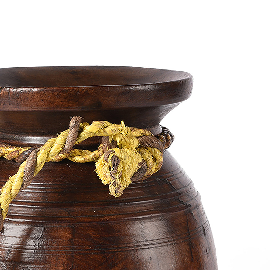 Old Neem Wood Milk Pot From Himachal - Ca 100 Yrs
