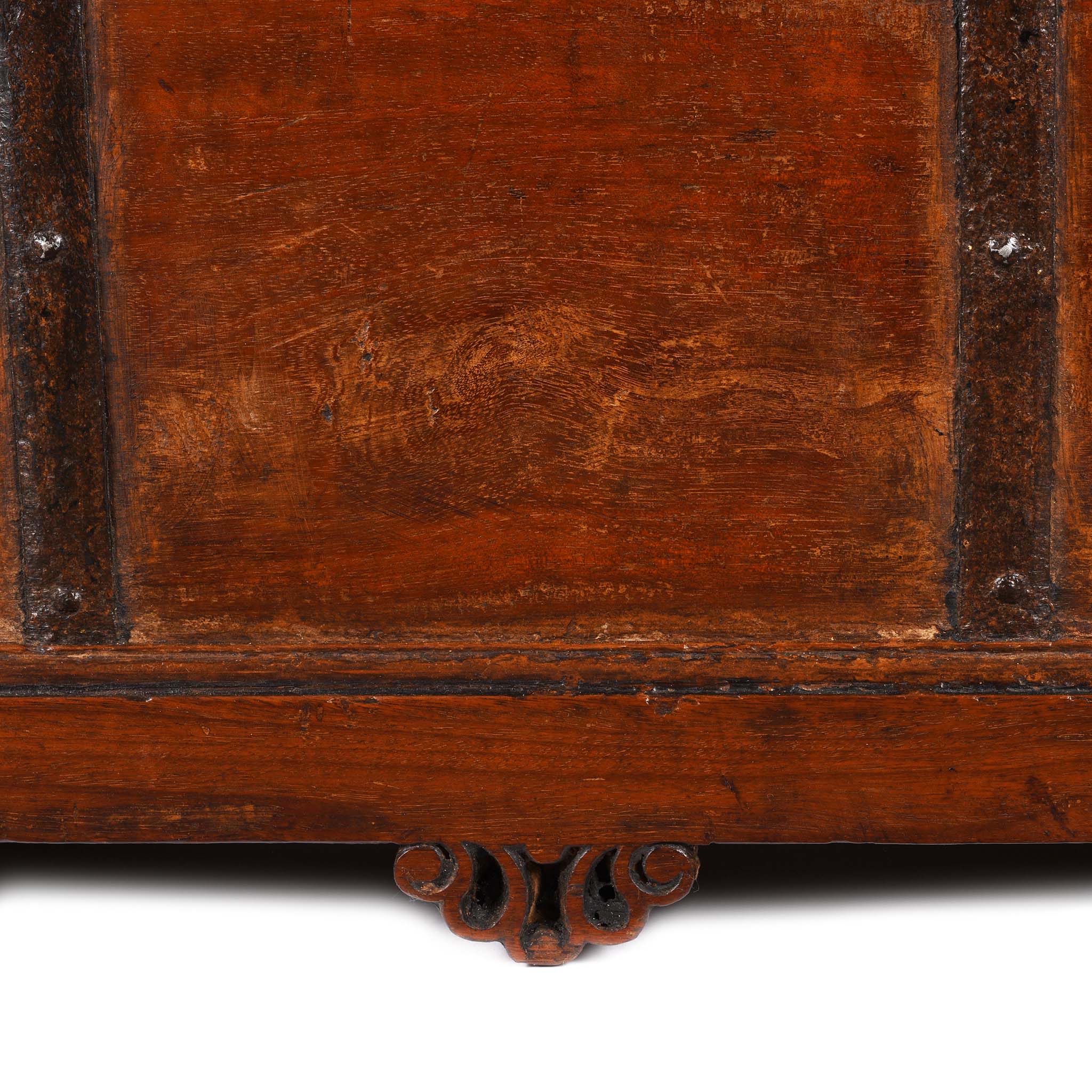Carving Detail From Iron Bound Teak Chest From Gujarat - 19Thc | Indigo Antiques