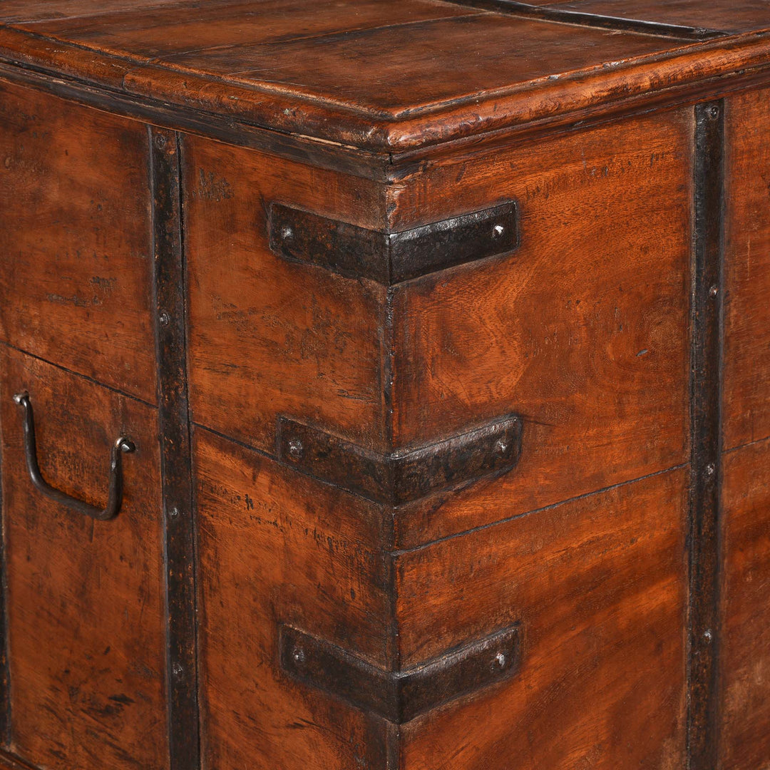 Binding Detail From Iron Bound Teak Chest From Gujarat - 19Thc | Indigo Antiques