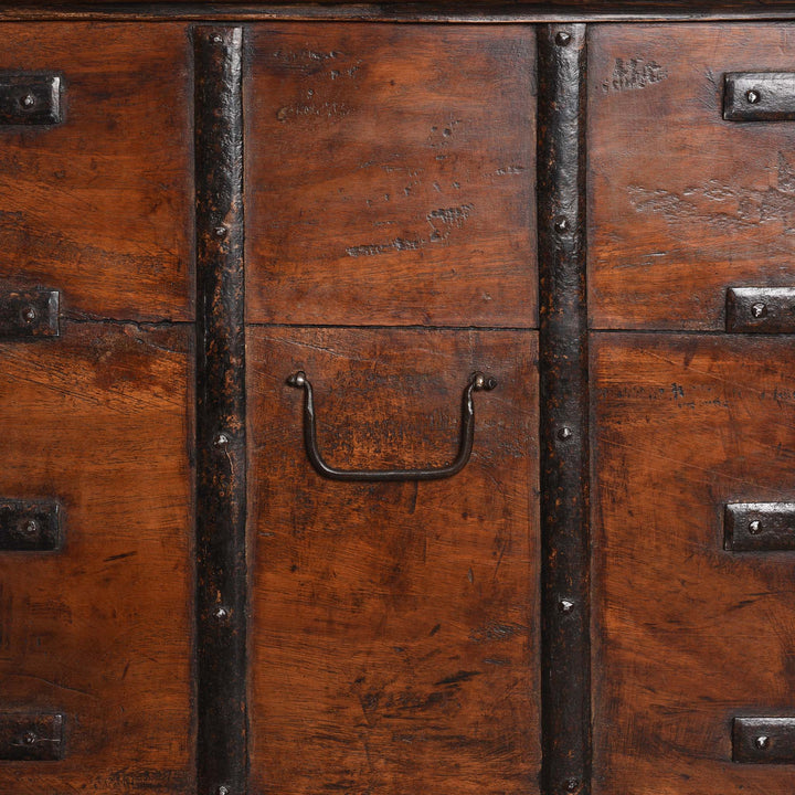 Handle Detail From Iron Bound Teak Chest From Gujarat - 19Thc | Indigo Antiques