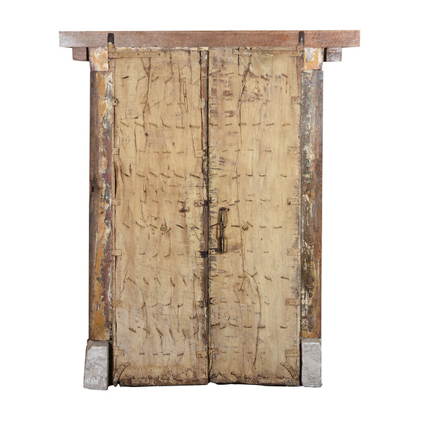 Painted Indian Door From Gujarat - 19thC