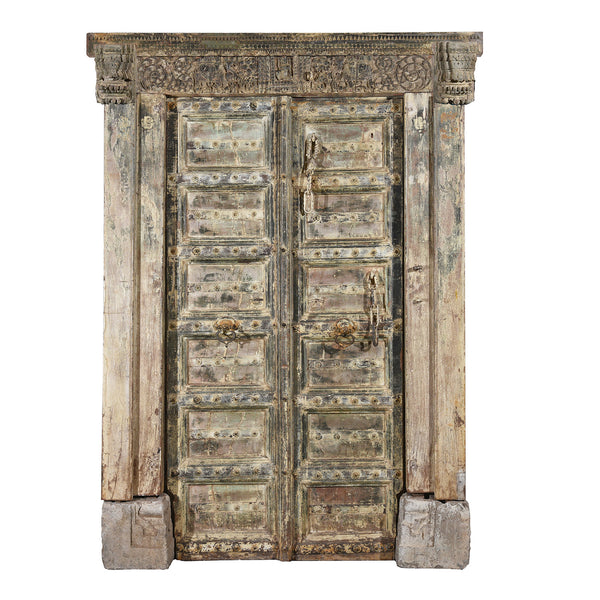Painted Indian Door From Gujarat - 19thC