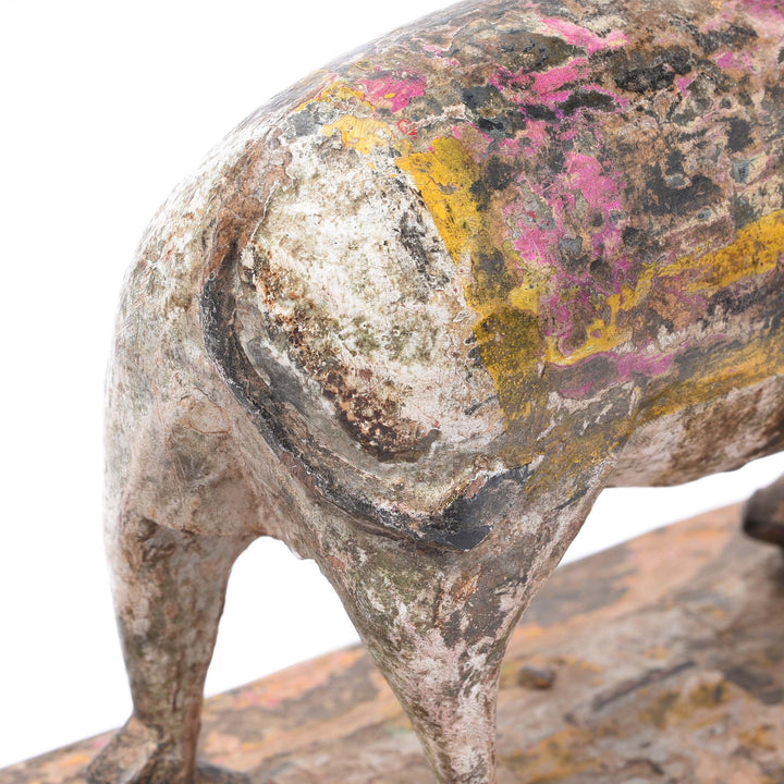 Rear Detail From Painted Indian Nandi Bull Figurine From Rajasthan - Ca 1920 | Indigo Antiques
