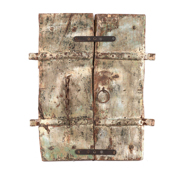 Vermillion Teak Painted Window Shutter From Gujarat - 18thC
