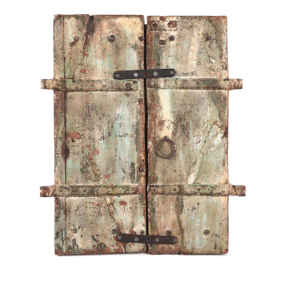Vermillion Teak Painted Window Shutter From Gujarat - 18thC