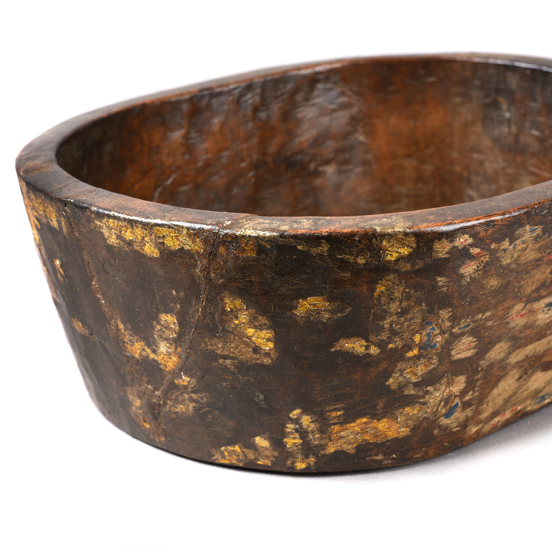 Paint Detail Of Carved Indian Parath Bowl From Kerala - Ca 1920 | Indigo Antiques