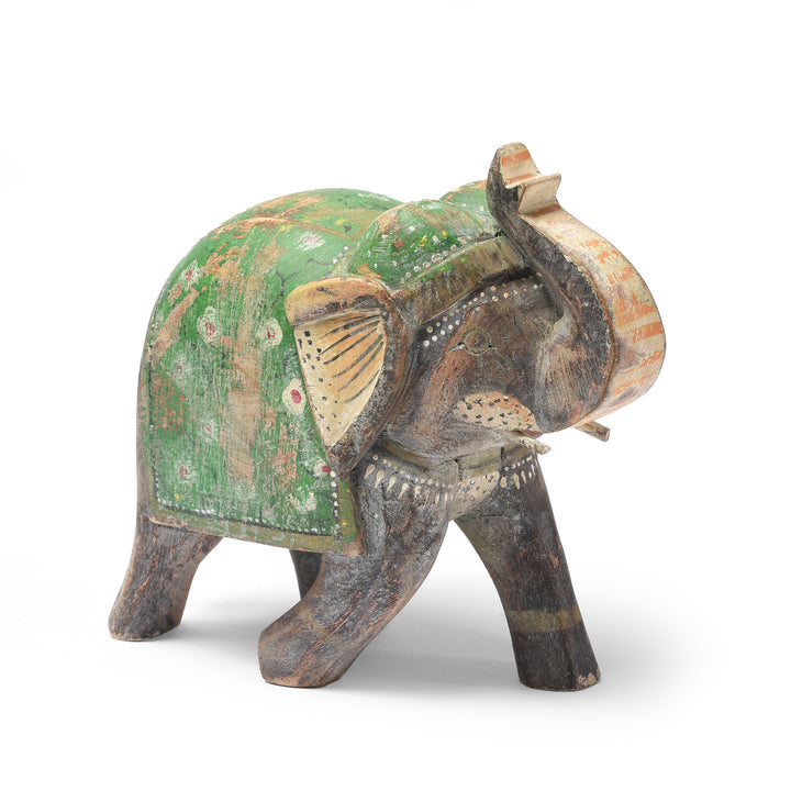 Black & green Painted Indian Elephant Figurine From Rajasthan | Indigo Antiques