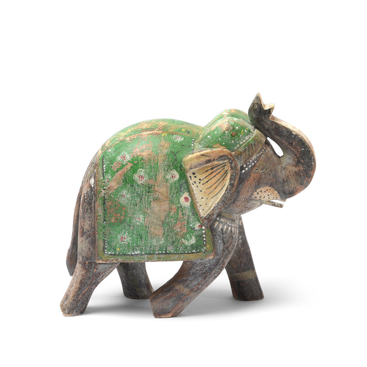 Black & green Painted Indian Elephant Figurine From Rajasthan | Indigo Antiques