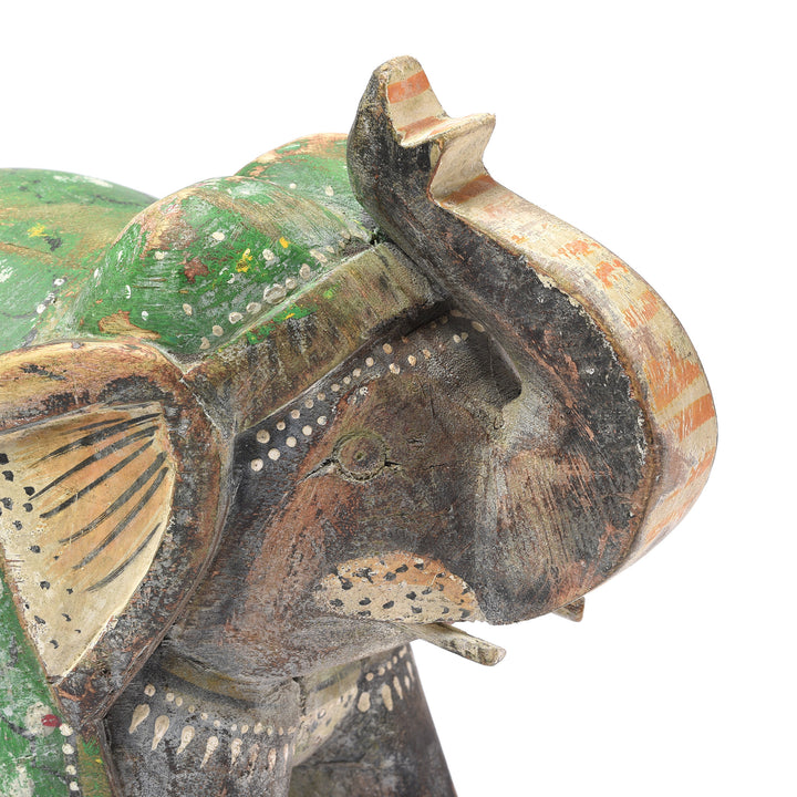 Black & green Painted Indian Elephant Figurine From Rajasthan | Indigo Antiques