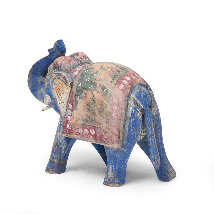 Dark Blue Painted Indian Elephant Figurine From Rajasthan | Indigo Antiques