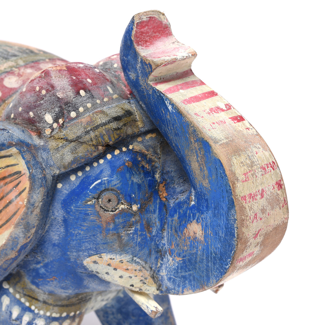 Dark Blue Painted Indian Elephant Figurine From Rajasthan | Indigo Antiques