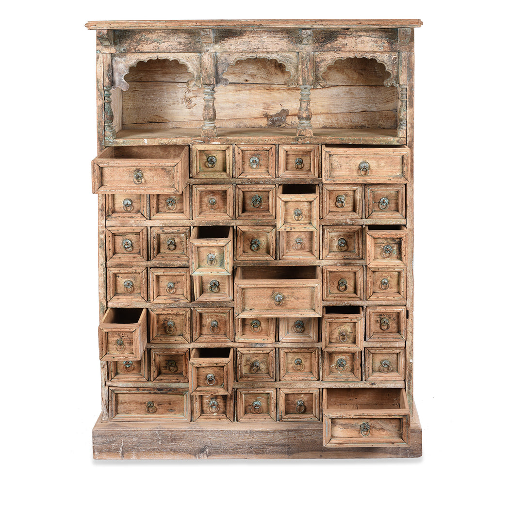 Open Draws View From Teak Medicine Cabinet From Kerala - 19thC | Indigo Antiques