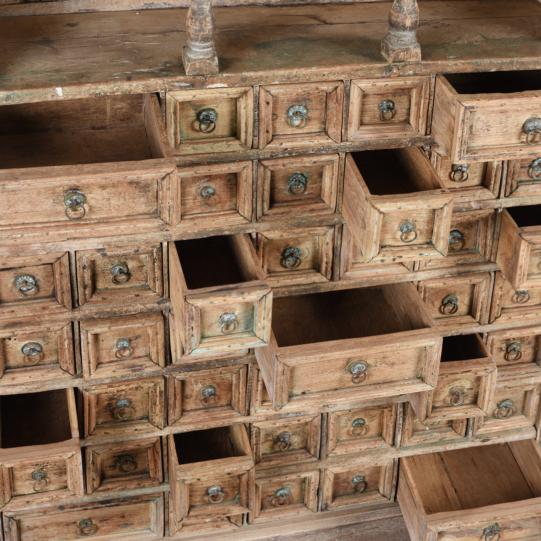 Draws Detail From Teak Medicine Cabinet From Kerala - 19thC | Indigo Antiques
