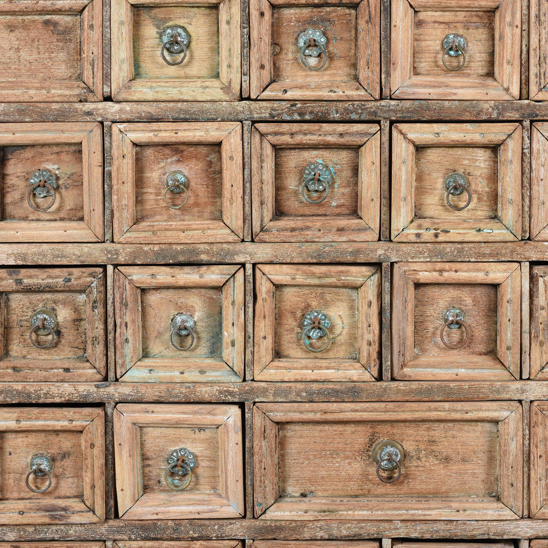 Draws Detail From Teak Medicine Cabinet From Kerala - 19thC | Indigo Antiques