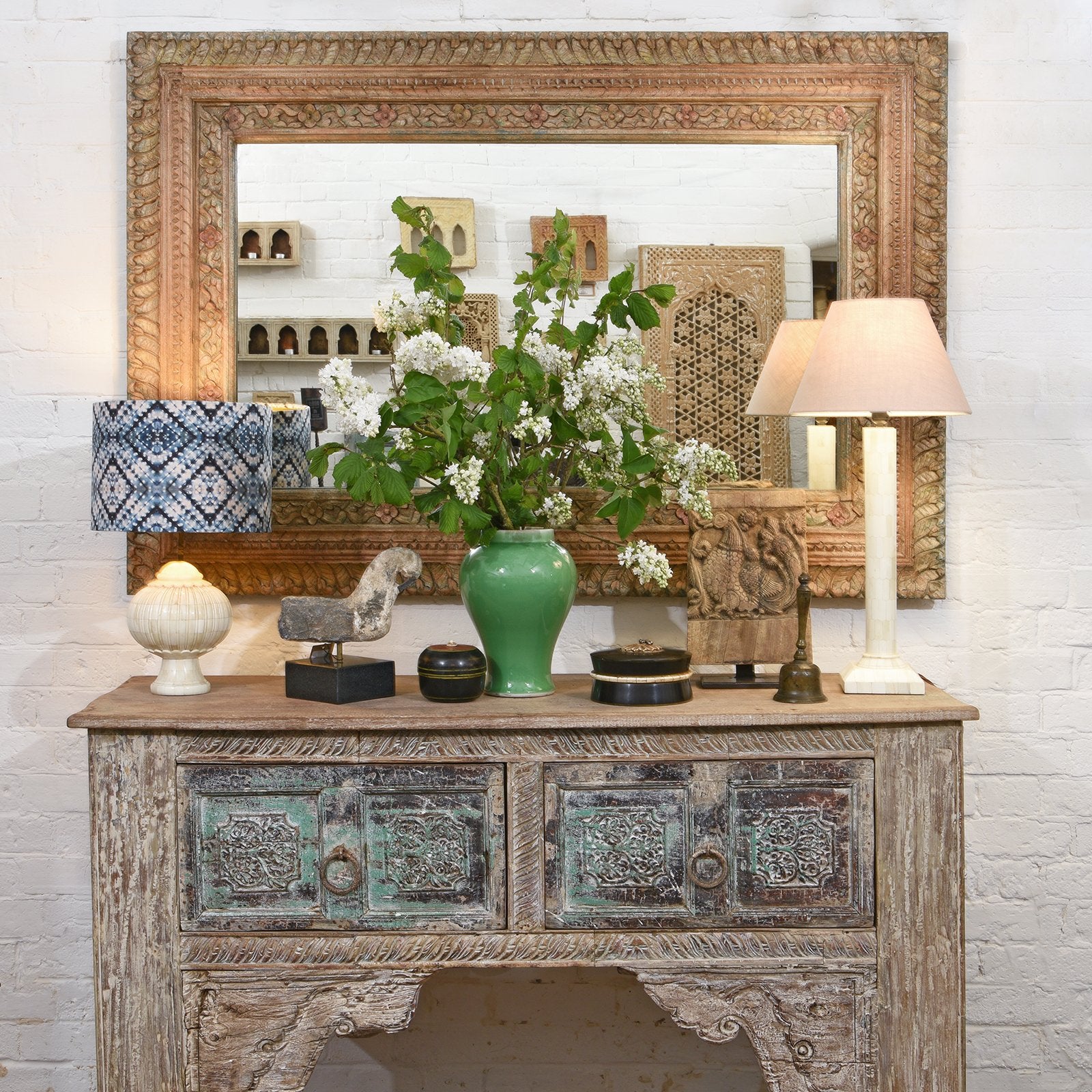 Bone Inlay Indian Lamps & Decorative Antiques | Indigo Antiques