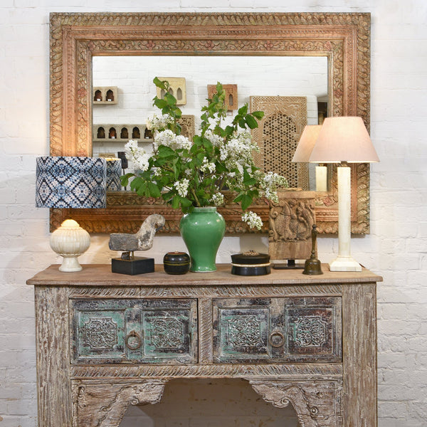 Tall Bone Inlay Pillar Table Lamp