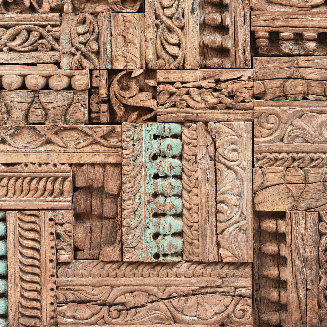 Detail From Decorative Indian Wall Panel Made From Old Printing Blocks | INDIGO ANTIQUES