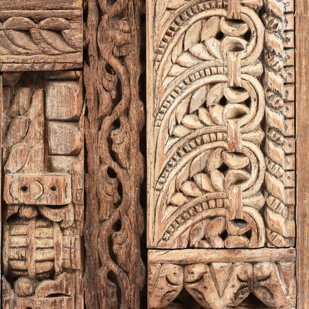 Detail From Decorative Indian Wall Panel Made From Old Printing Blocks | INDIGO ANTIQUES