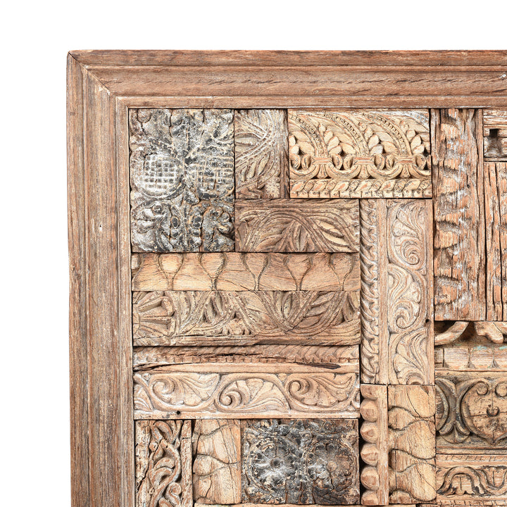 Corner Detail From Decorative Indian Wall Panel Made From Old Printing Blocks | INDIGO ANTIQUES