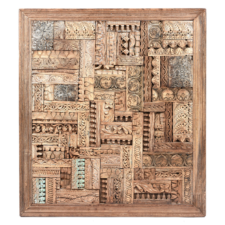 Decorative Indian Wall Panel Made From Old Printing Blocks | INDIGO ANTIQUES