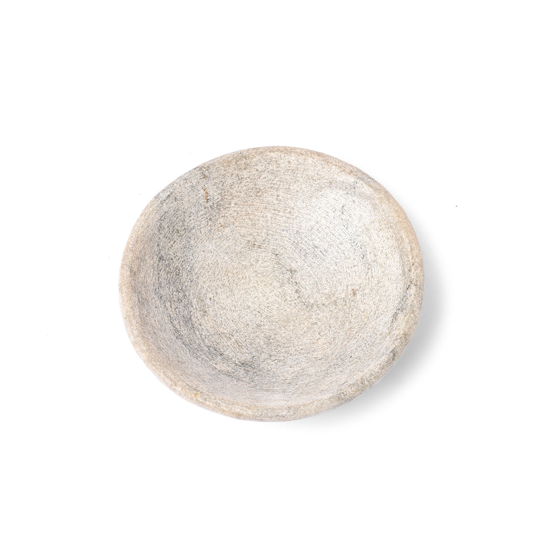 Top View Of Hand Carved Marble Bowl  - From Rajasthan | Indigo Antiques