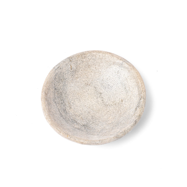 Top View Of Hand Carved Marble Bowl  - From Rajasthan | Indigo Antiques