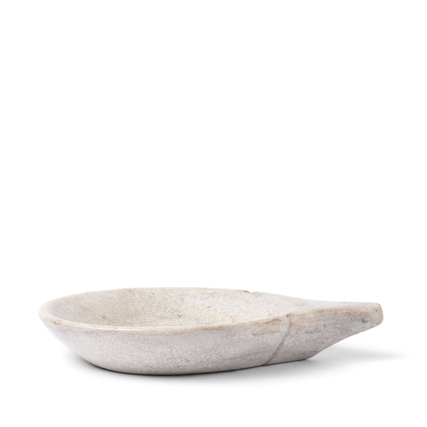 Carved Marble Bowl With Handle From Rajasthan
