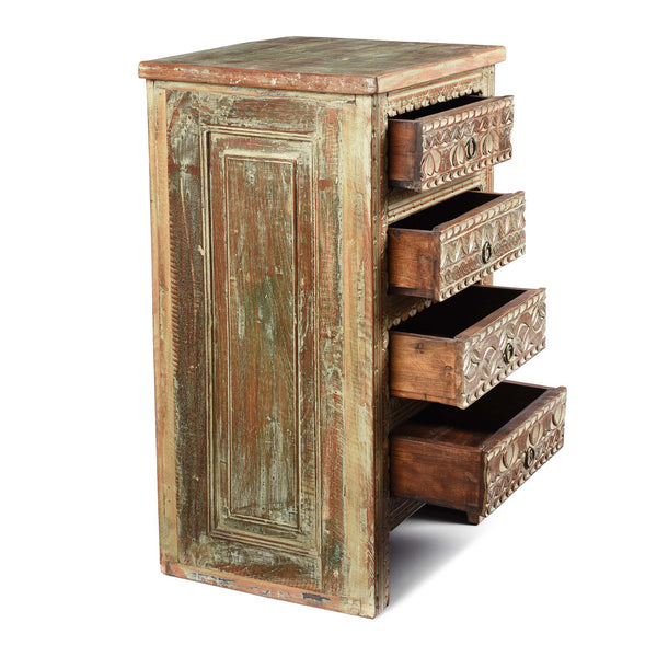 4 Drawer Bedside Cabinet Made From Reclaimed Teak