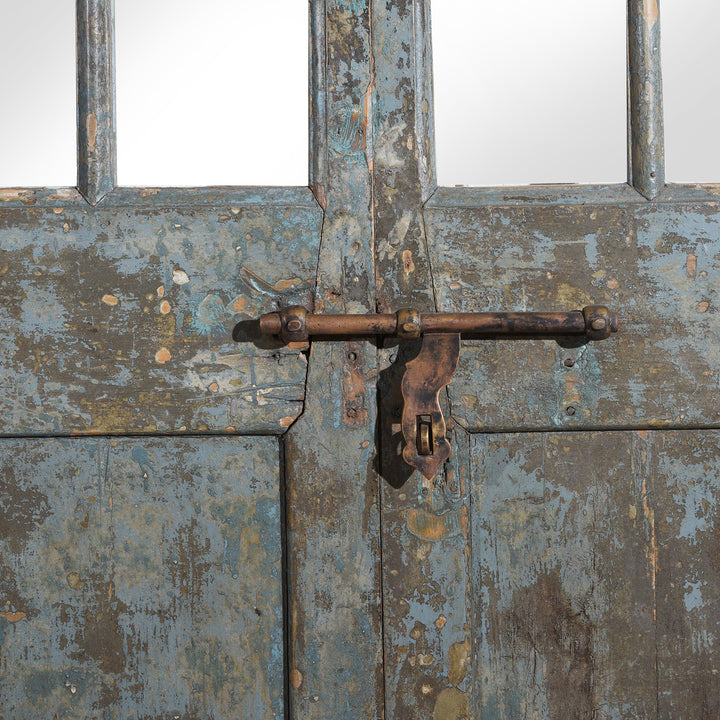 Latch Detail From Painted Cedar Glass Panelled Indian Door From Shimla - 19thC | Indigo Antiques