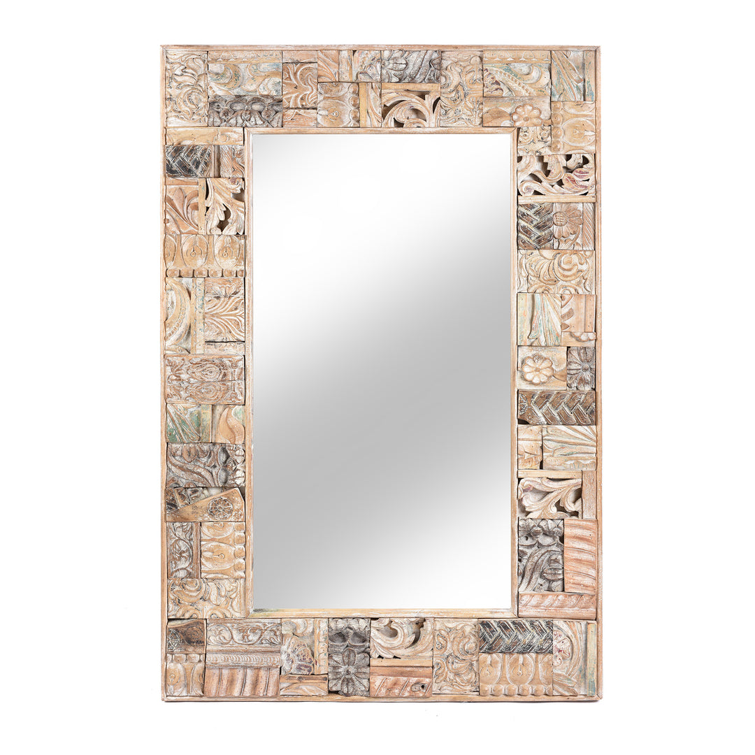 Painted Mirror Made From Reclaimed Teak Wood | Indigo Antiques