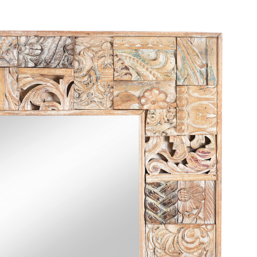 Corner Detail Of Painted Mirror Made From Reclaimed Teak Wood | Indigo Antiques