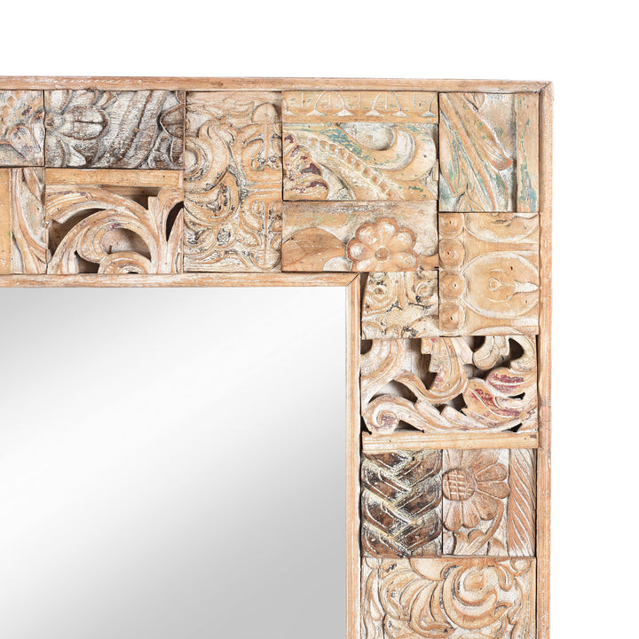 Corner Detail Of Painted Mirror Made From Reclaimed Teak Wood | Indigo Antiques