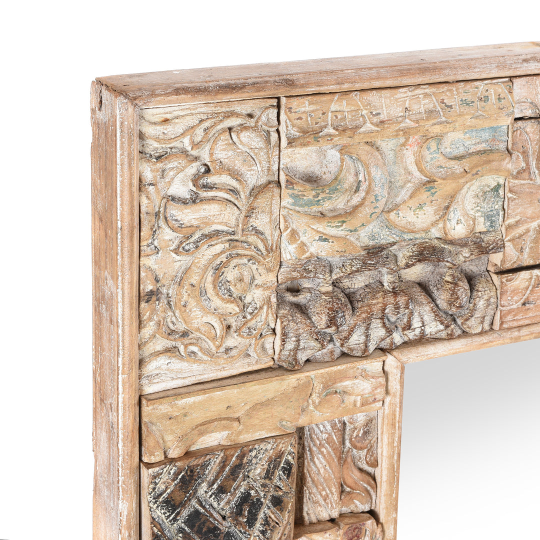 Depth Detail From Painted Mirror Made From Reclaimed Teak Wood | Indigo Antiques
